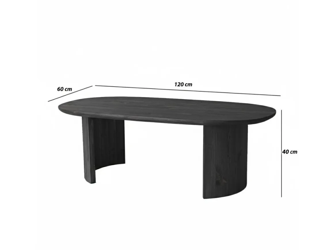 Table basse en bois "Hudson" - 120 x 60 x 40 cm - Gris anthracite
