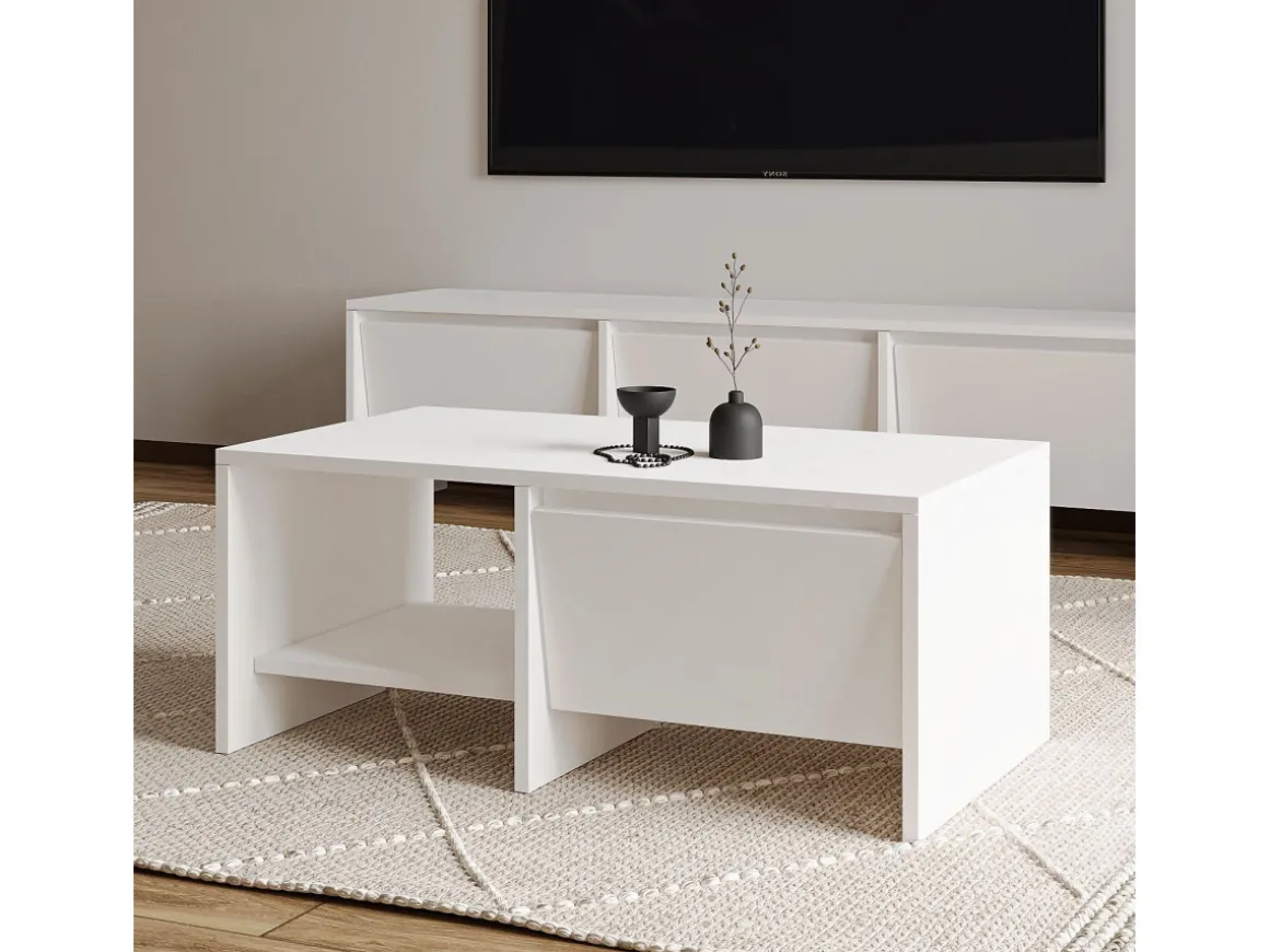 Table basse en bois "Laris" - 90 x 45 x 35 cm - Blanc