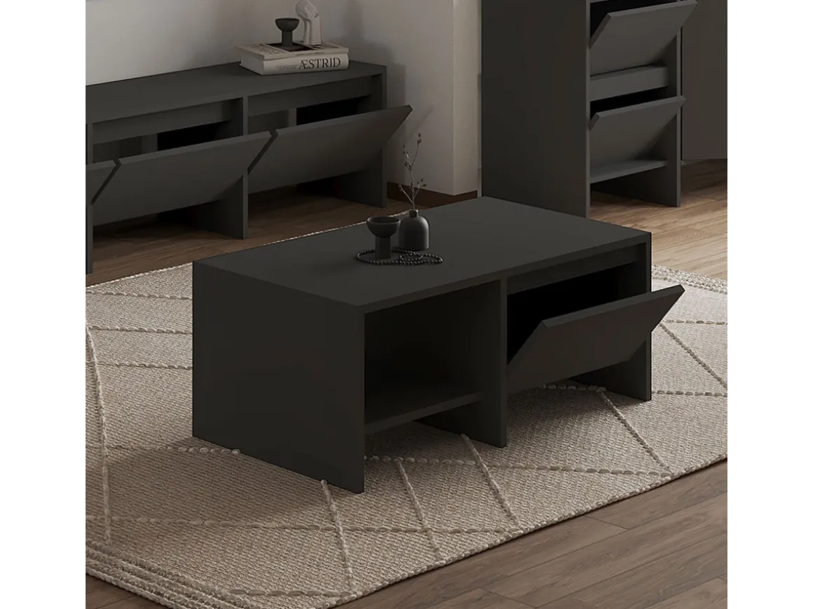 Table basse en bois "Laris" - 90 x 45 x 35 cm - Gris anthracite