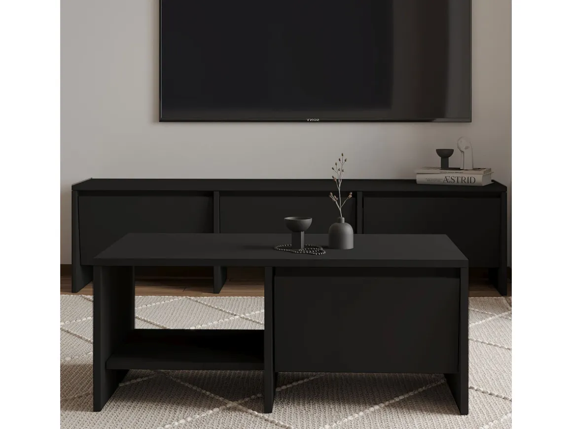 Table basse en bois "Laris" - 90 x 45 x 35 cm - Noir