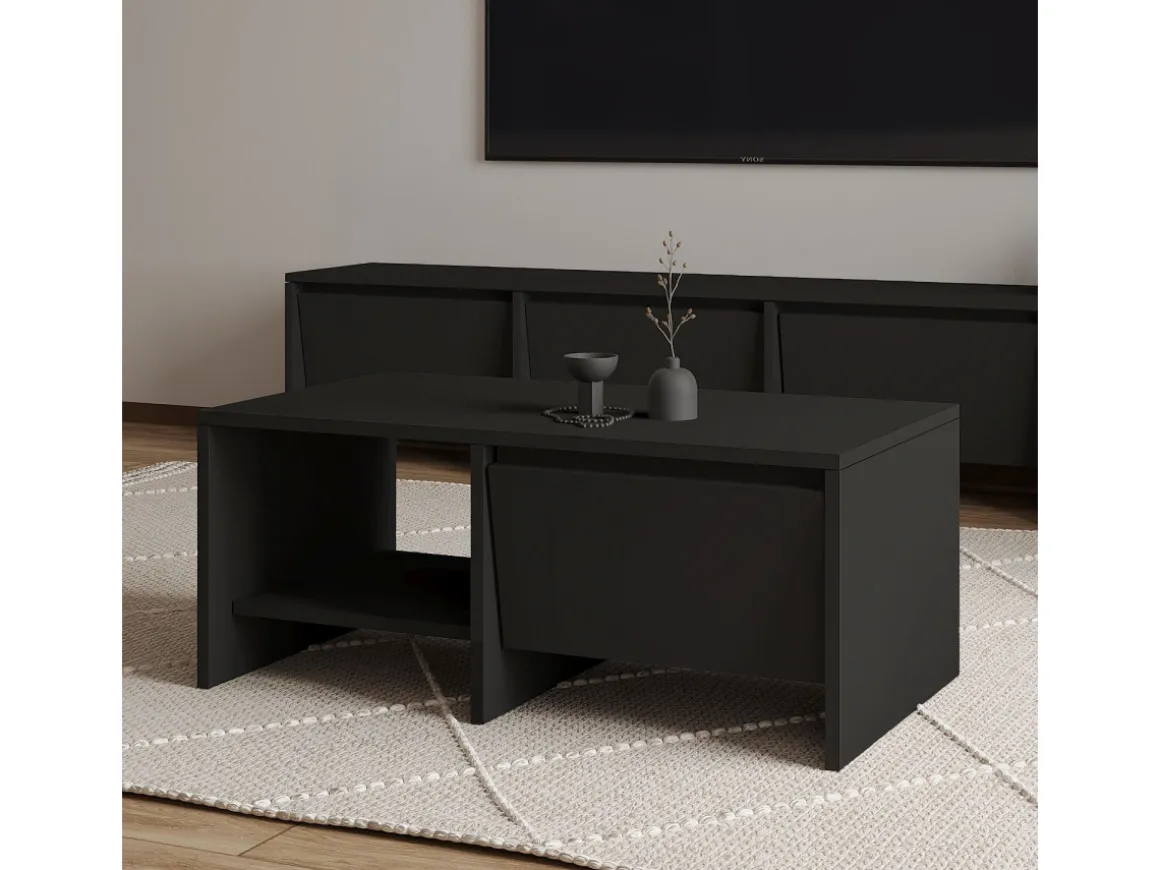 Table basse en bois "Laris" - 90 x 45 x 35 cm - Noir