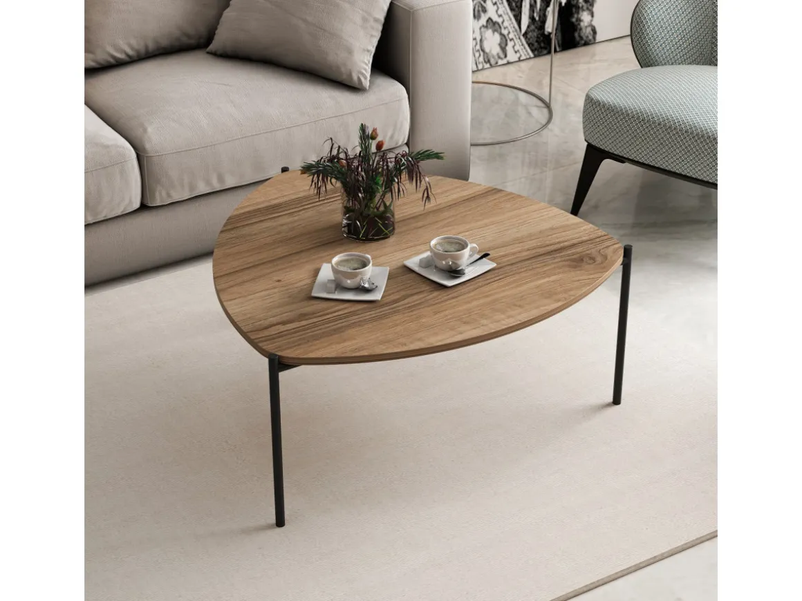 Table basse en bois "Lenny" - 90 x 89 x 40 cm - Noyer