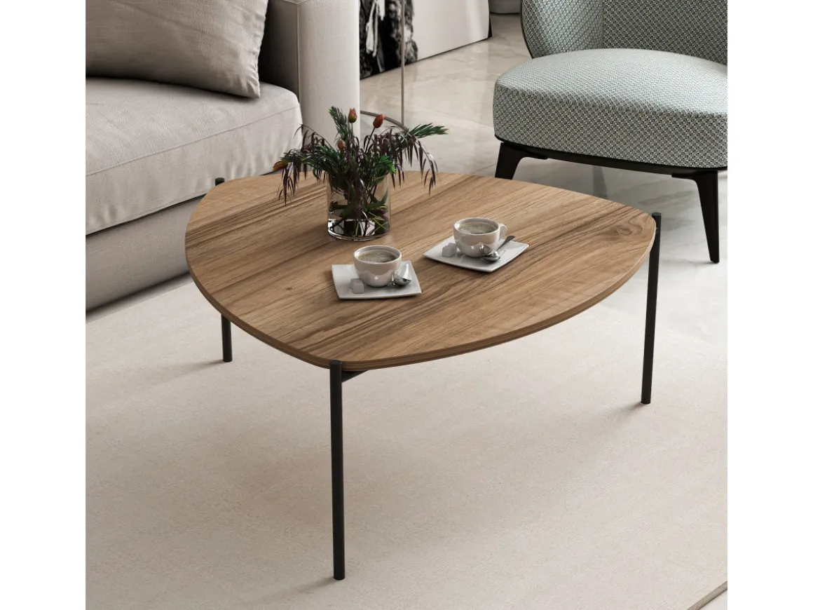 Table basse en bois "Lenny" - 90 x 89 x 40 cm - Noyer