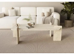 Table basse en bois "Lovge" 120 x 60 x 35 cm - Travertin
