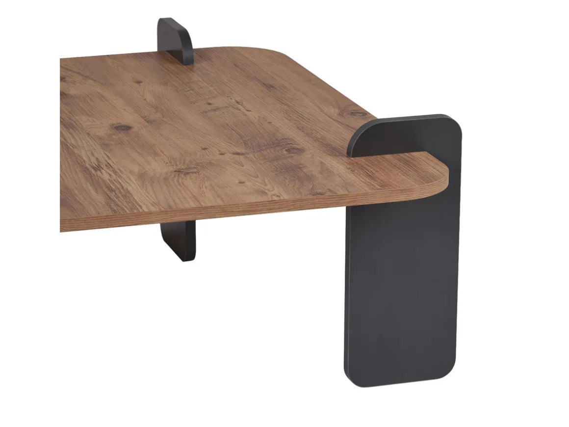 Table basse en bois "Marais" - 90 x 90 x 35 cm - Marron clair