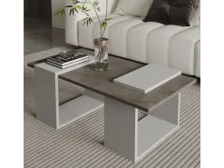 Table basse en bois "Matris" - 90 x 46 x 37 cm - Gris