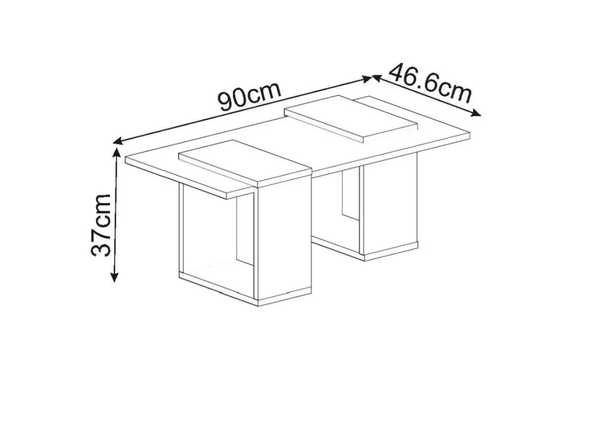 Table basse en bois "Matris" - 90 x 46 x 37 cm - Gris