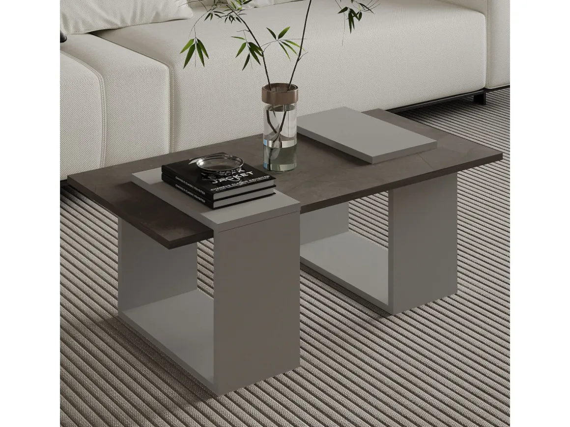 Table basse en bois "Matris" - 90 x 46 x 37 cm - Gris