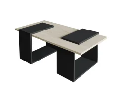 Table basse en bois "Matris" - 90 x 46 x 37 cm - Gris anthracite