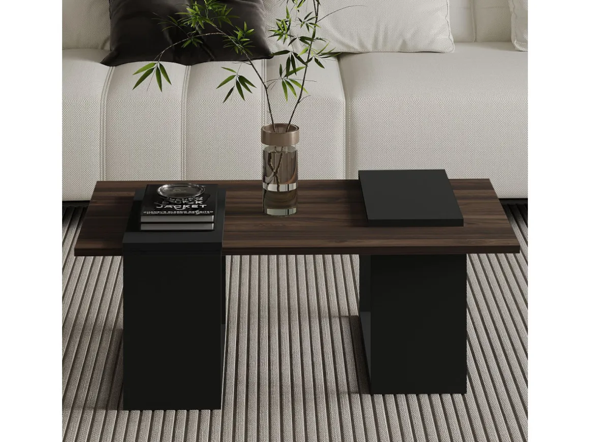 Table basse en bois "Matris" - 90 x 46 x 37 cm - Marron