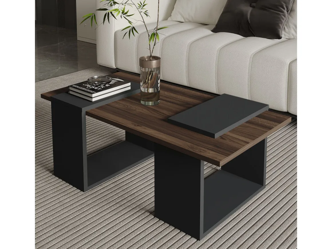 Table basse en bois "Matris" - 90 x 46 x 37 cm - Marron