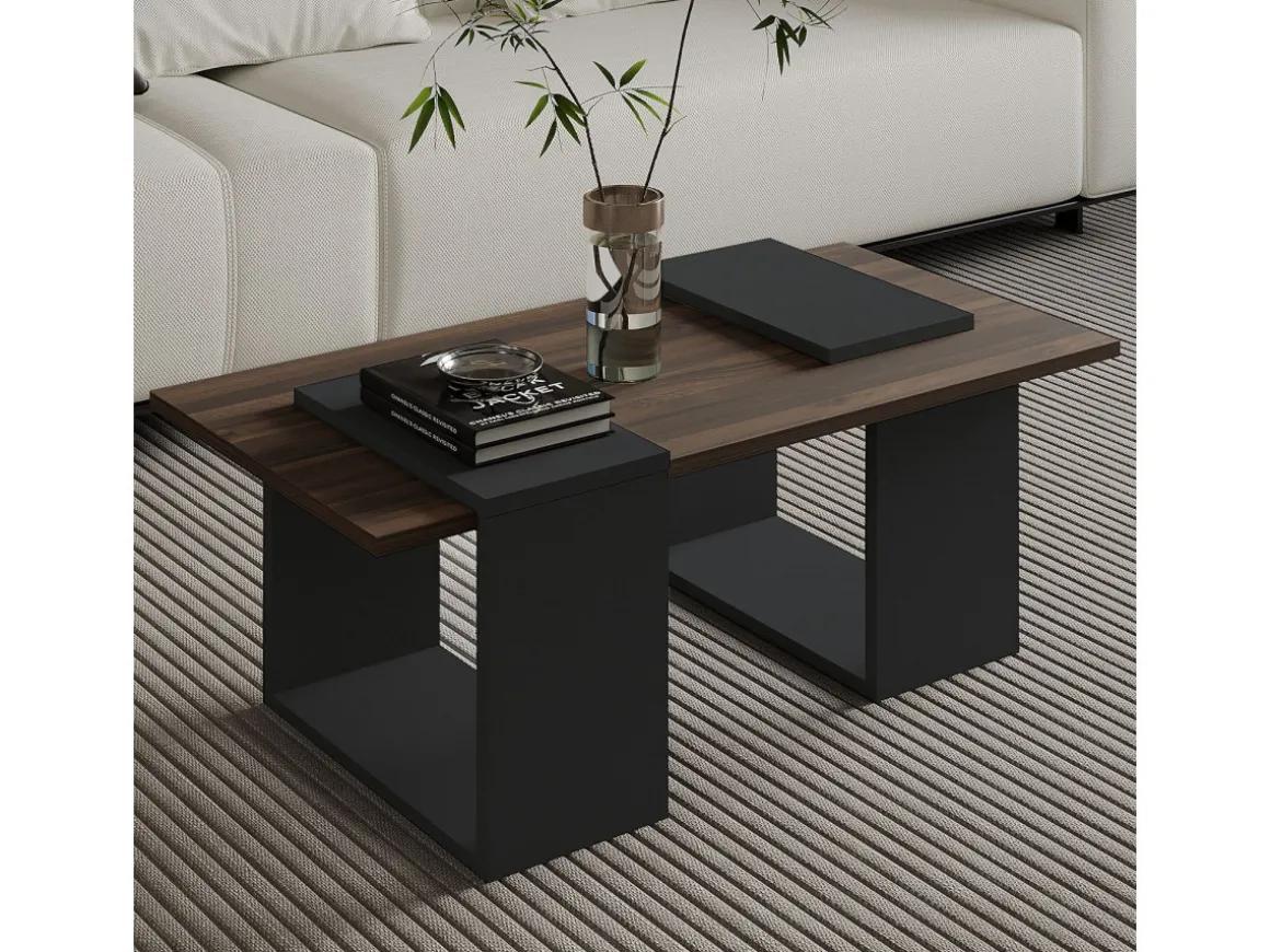 Table basse en bois "Matris" - 90 x 46 x 37 cm - Marron