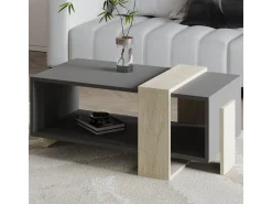 Table basse en bois "Meleni" - 90 x 49 x 40 cm - Gris anthracite