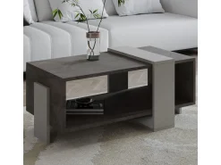 Table basse en bois "Meleni" - 90 x 49 x 40 cm - Gris