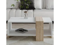 Table basse en bois "Meleni" - 90 x 49 x 40 cm - Blanc