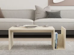 Table basse en bois "Memo" - 86 x 50 x 32 cm - Travertin