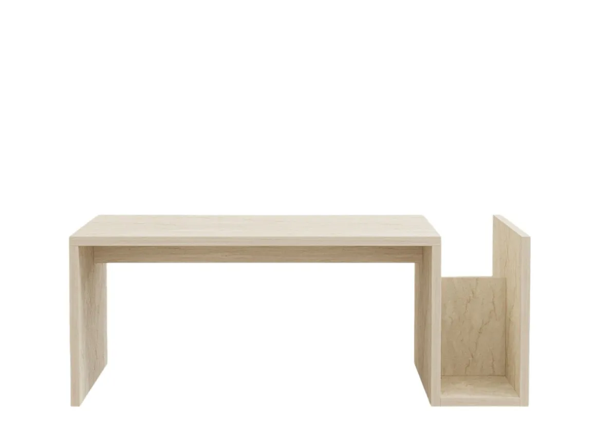 Table basse en bois "Memo" - 86 x 50 x 32 cm - Travertin