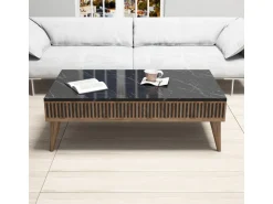 Table basse en bois "Milan" - 105 x 60 x 34 cm - Noyer, Noir