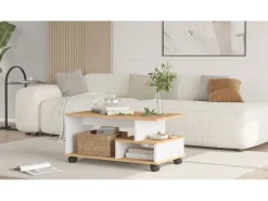 Table basse en bois "MIN9" - 90 x 51 x 42 cm - Blanc
