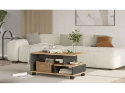 Table basse en bois "MIN9" - 90 x 51 x 42 cm - Gris anthracite