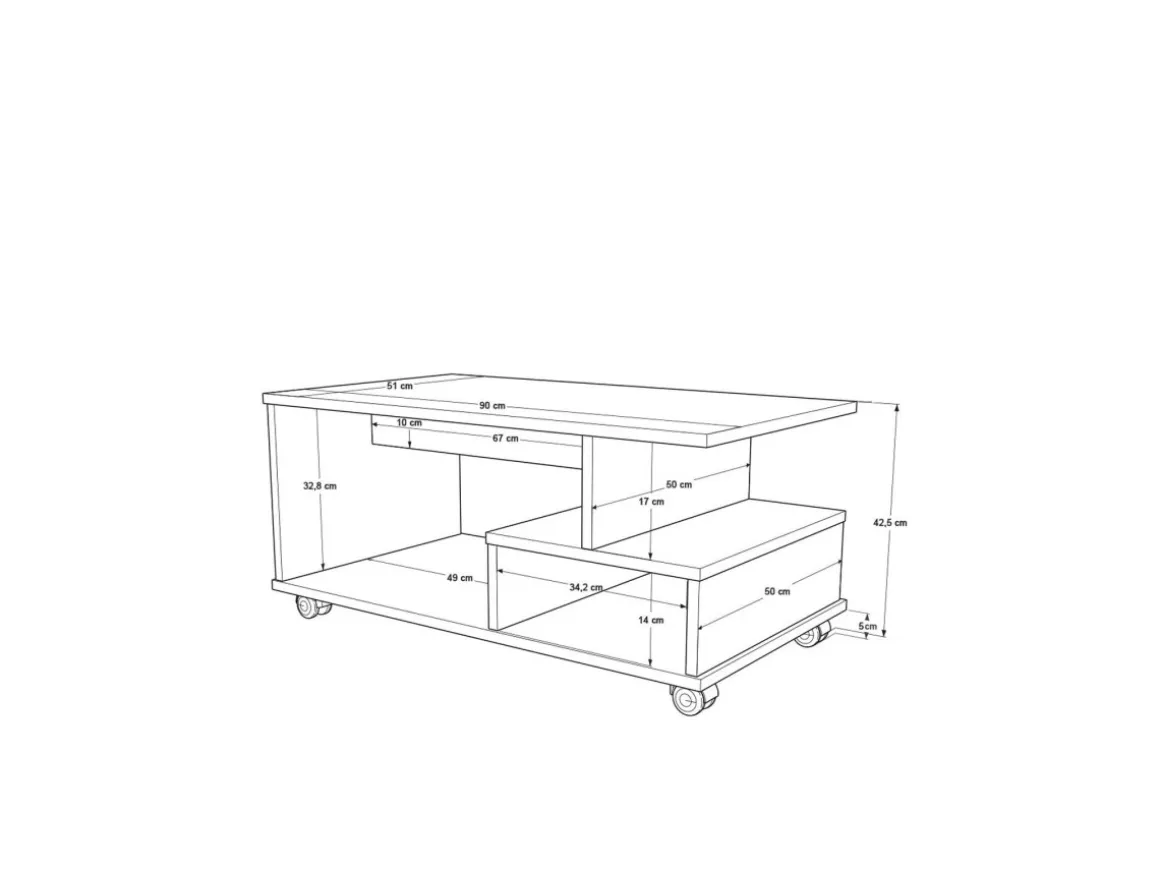 Table basse en bois "MIN9" - 90 x 51 x 42 cm - Gris anthracite