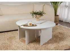 Table basse en bois "Moira" 90 x 90 x 41 cm - Blanc naturel
