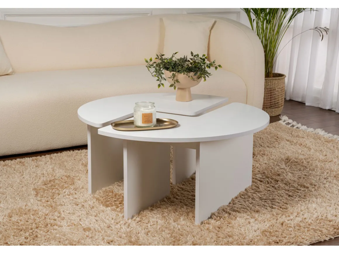 Table basse en bois "Moira" 90 x 90 x 41 cm - Blanc naturel