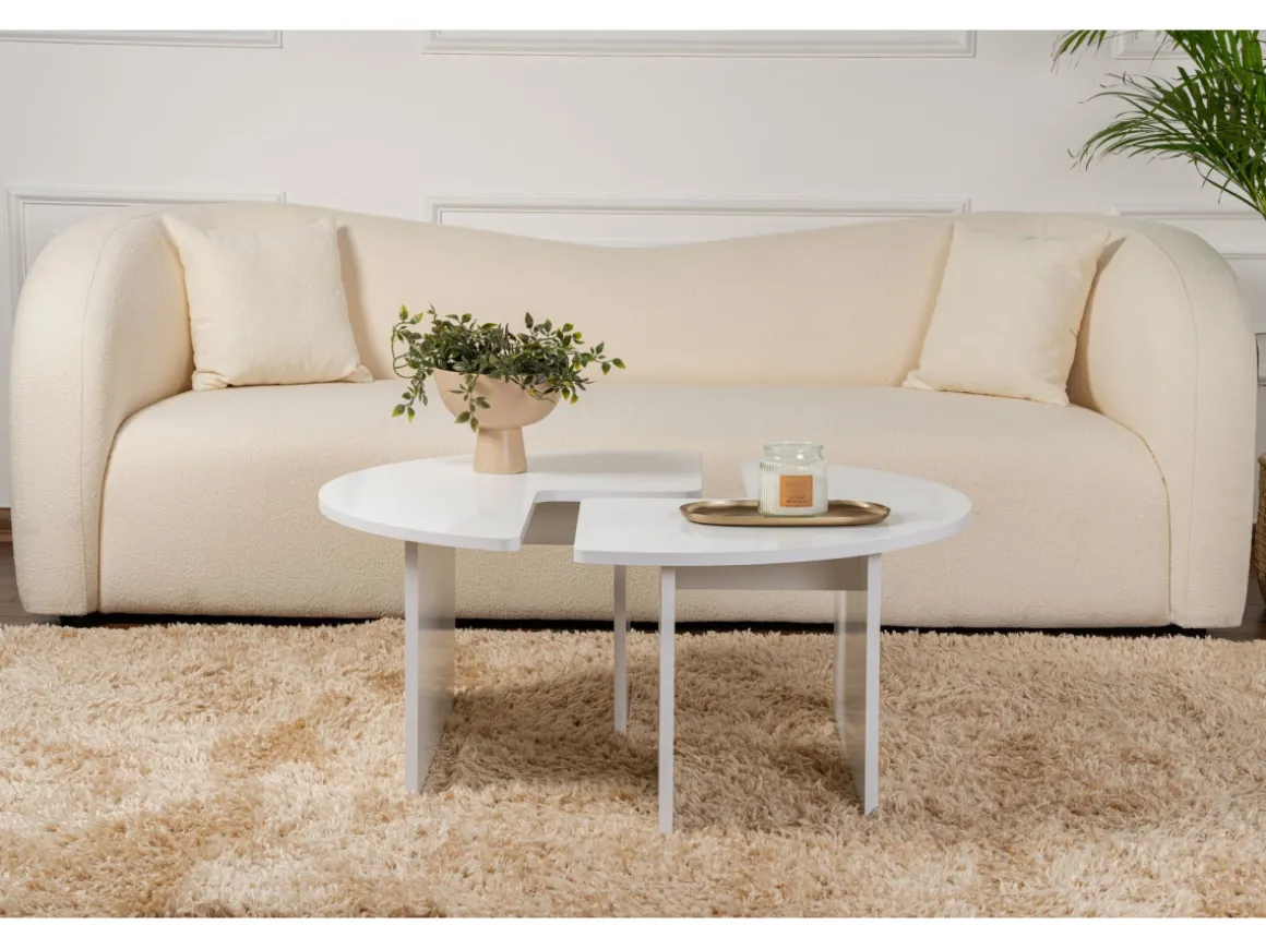 Table basse en bois "Moira" 90 x 90 x 41 cm - Blanc naturel
