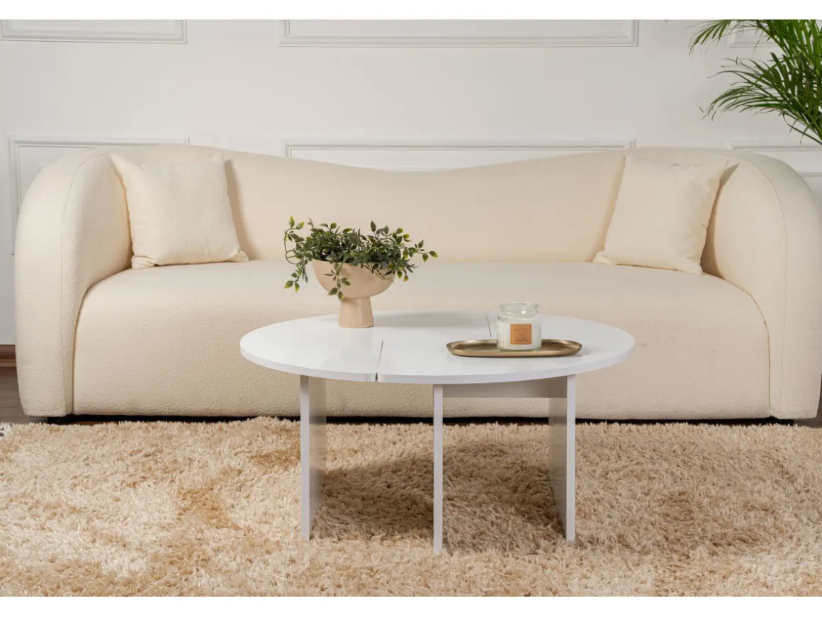 Table basse en bois "Moira" 90 x 90 x 41 cm - Blanc naturel