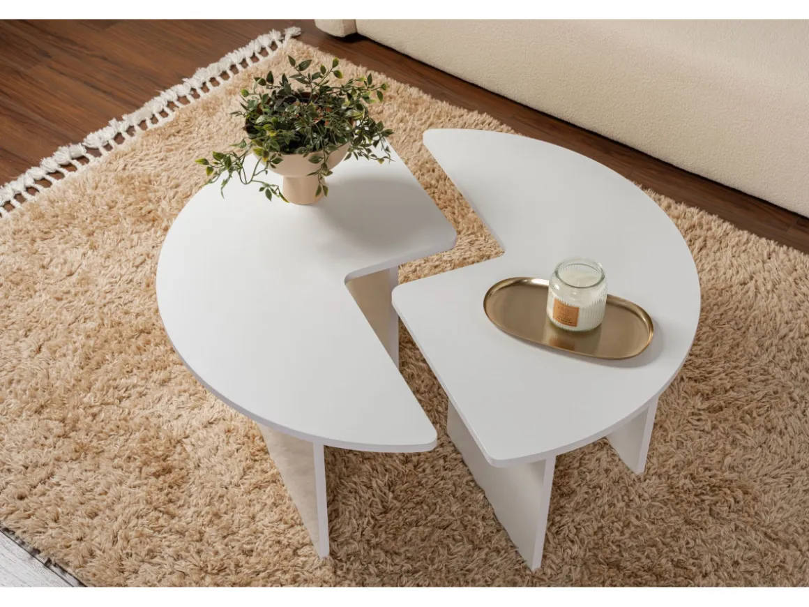 Table basse en bois "Moira" 90 x 90 x 41 cm - Blanc naturel