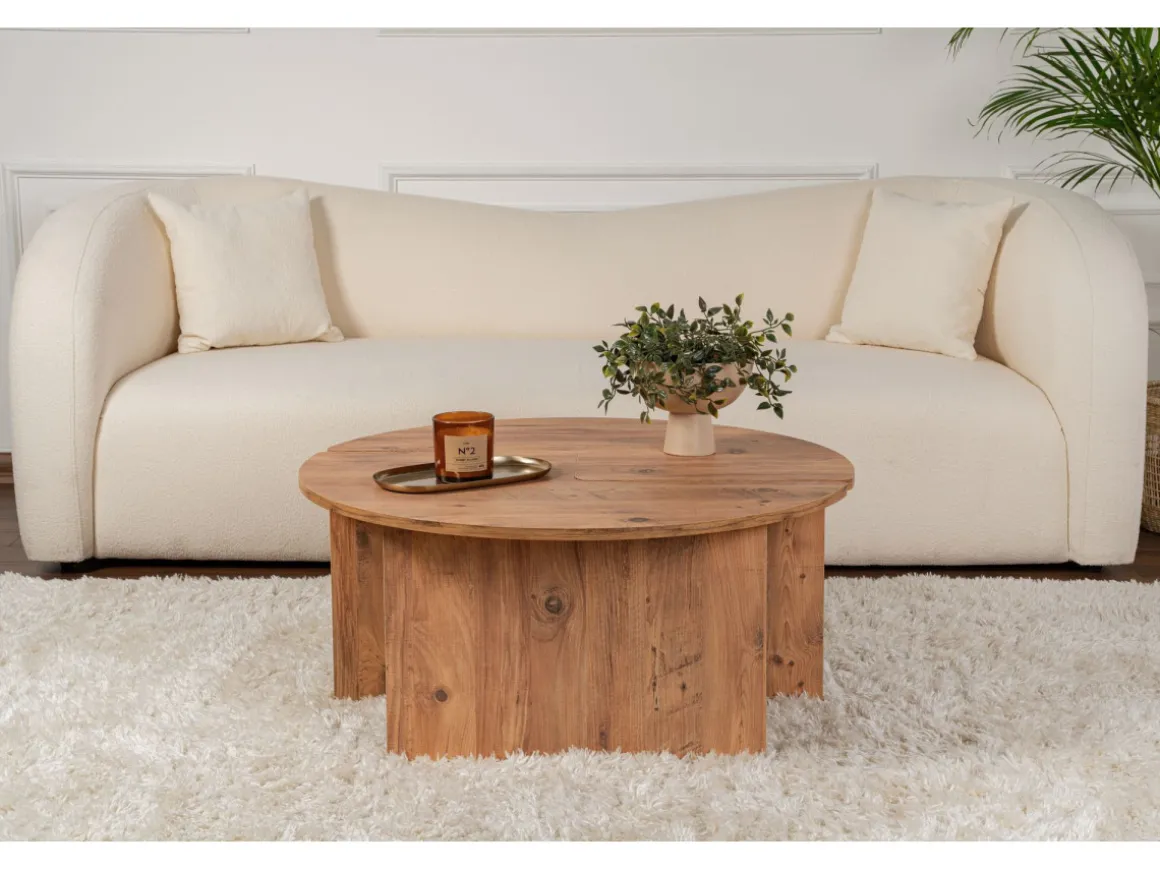 Table basse en bois "Moira" 90 x 90 x 41 cm - Pin atlantique