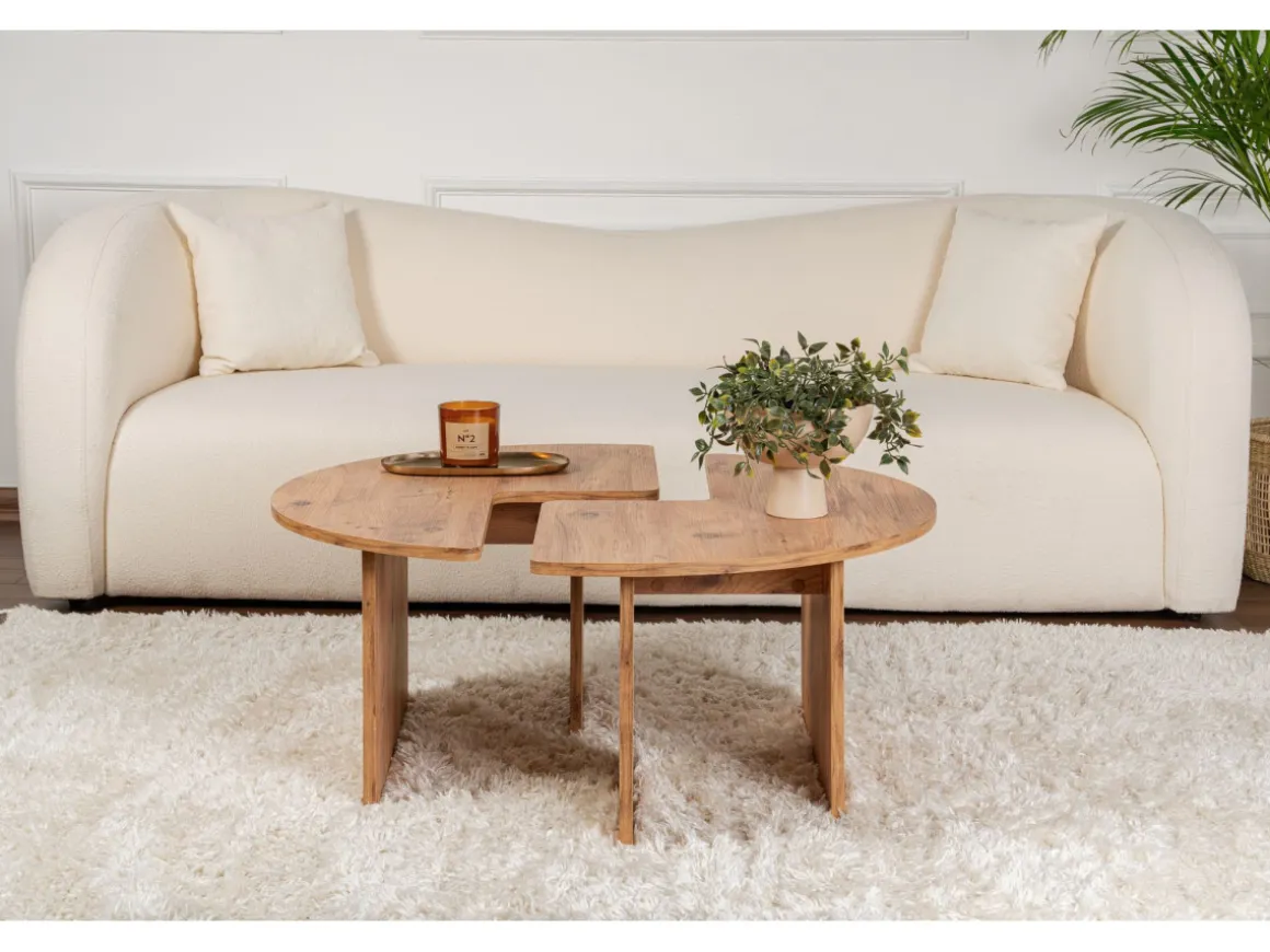 Table basse en bois "Moira" 90 x 90 x 41 cm - Pin atlantique
