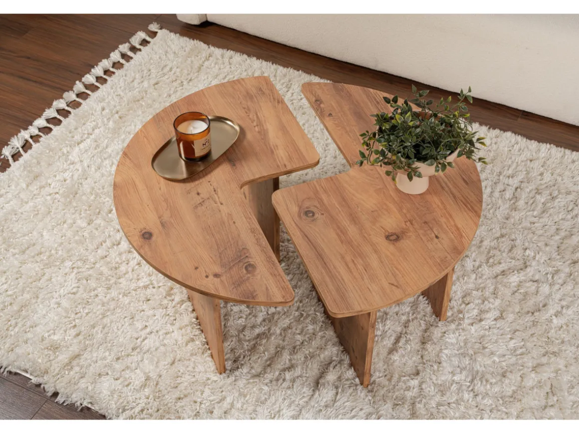Table basse en bois "Moira" 90 x 90 x 41 cm - Pin atlantique