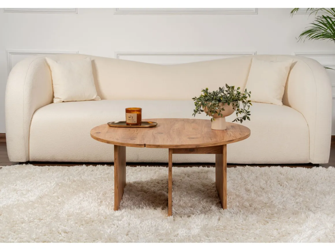 Table basse en bois "Moira" 90 x 90 x 41 cm - Pin atlantique