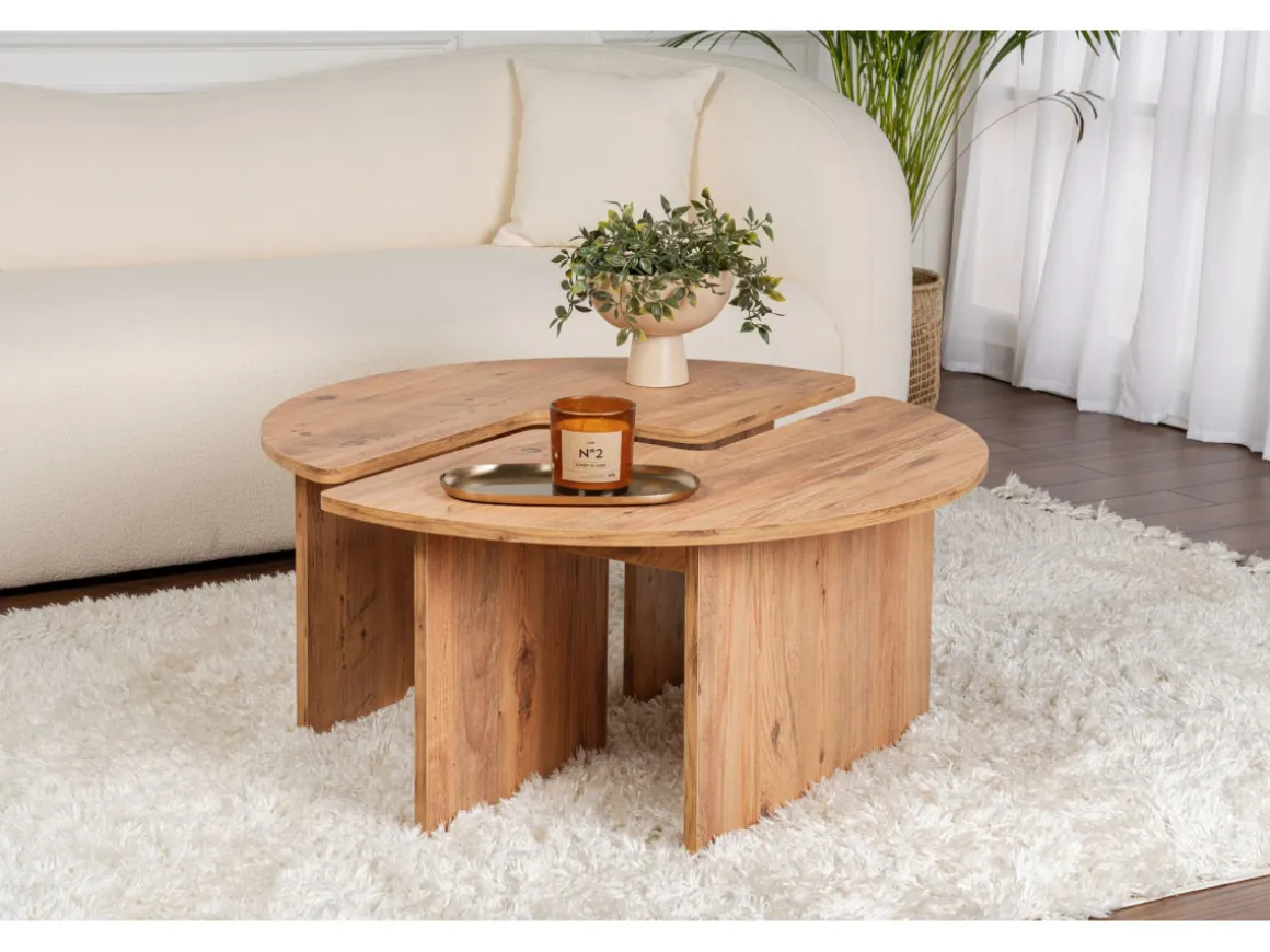 Table basse en bois "Moira" 90 x 90 x 41 cm - Pin atlantique