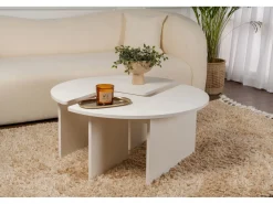 Table basse en bois "Moira" 90 x 90 x 41 cm - Blanc de bois