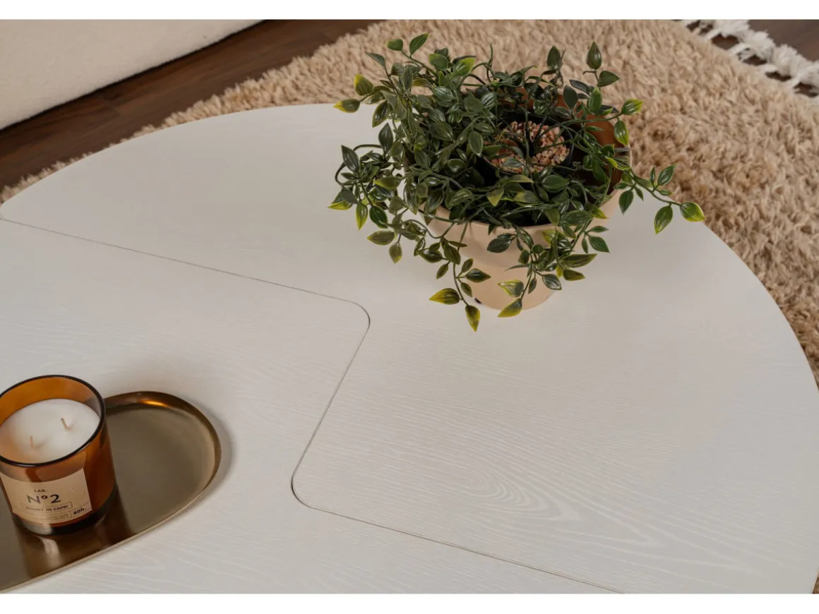 Table basse en bois "Moira" 90 x 90 x 41 cm - Blanc de bois