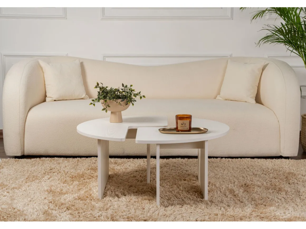 Table basse en bois "Moira" 90 x 90 x 41 cm - Blanc de bois
