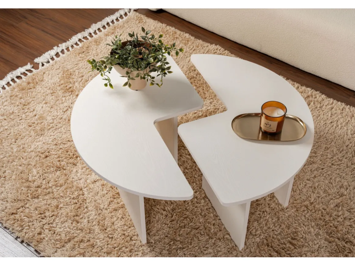Table basse en bois "Moira" 90 x 90 x 41 cm - Blanc de bois