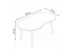Table basse en bois "Moon" 99 x 54 x 45 cm - Blanc