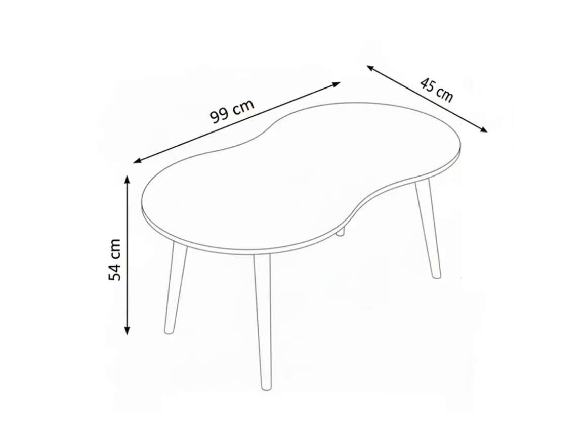 Table basse en bois "Moon" 99 x 54 x 45 cm - Blanc
