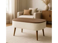Table basse en bois "Noya" - 90 x 60 x 43 cm - Blanc