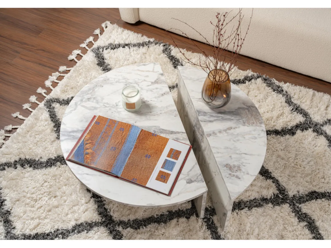 Table basse en bois "Orion" 90 x 60 x 30 cm - Marbre de Freesia