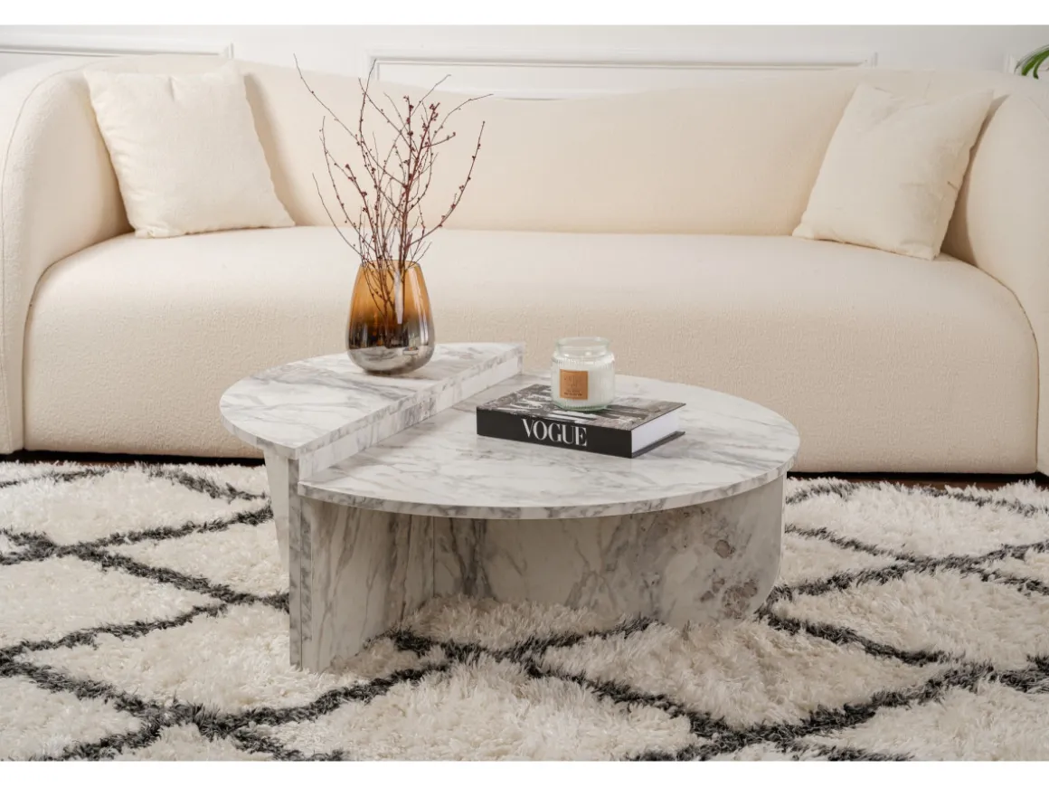 Table basse en bois "Orion" 90 x 60 x 30 cm - Marbre de Freesia