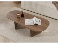 Table basse en bois "Ovalis" - 130 x 65 x 40 cm - Noyer