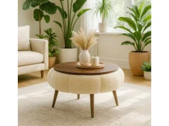 Table basse en bois "Papatya 60" - 60 x 60 x 44 cm - Crème