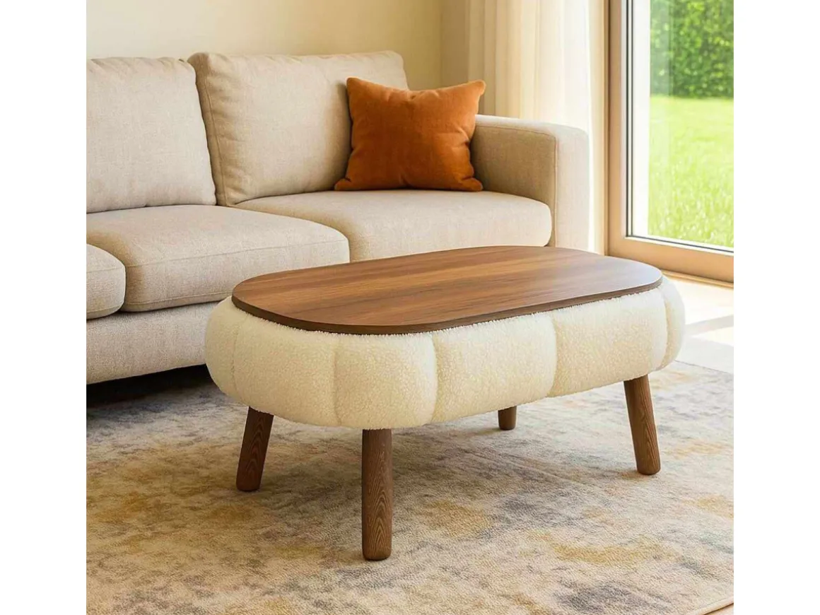 Table basse en bois "Papatya" - 98 x 68 x 45 cm - Blanc