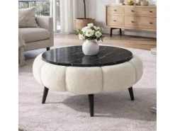 Table basse en bois "Papatya 60" - 60 x 60 x 44 cm - Blanc