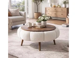 Table basse en bois "Papatya 60" - 60 x 60 x 44 cm - Blanc