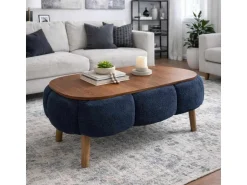 Table basse en bois "Papatya" - 98 x 68 x 45 cm - Gris anthracite